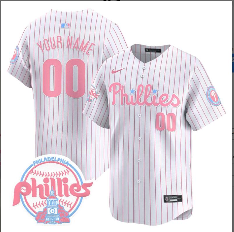 Men Philadelphia Phillies white with red strips Vapor Premier Limited Custom MLB Jersey->customized nfl jersey->Custom Jersey